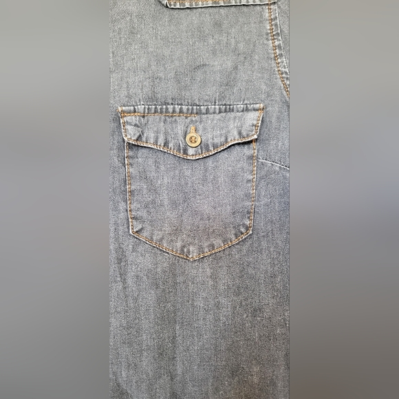 Timing black button-down denim shirt/dress. Size small, pre-owned - Picture 3 of 5